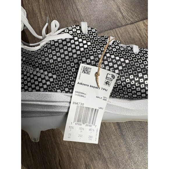 Adidas Adizero Impact TPU White Black Baseball Cleats IH4730 RARE Men’s Size 11 - Picture 7 of 8